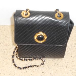 Black leather evening bag